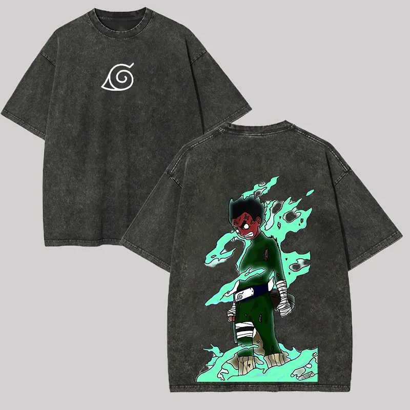 Acid Wash Vintage Graphic T Shirt - เสื้อยืด Rock Lee Eight Gates ลาย