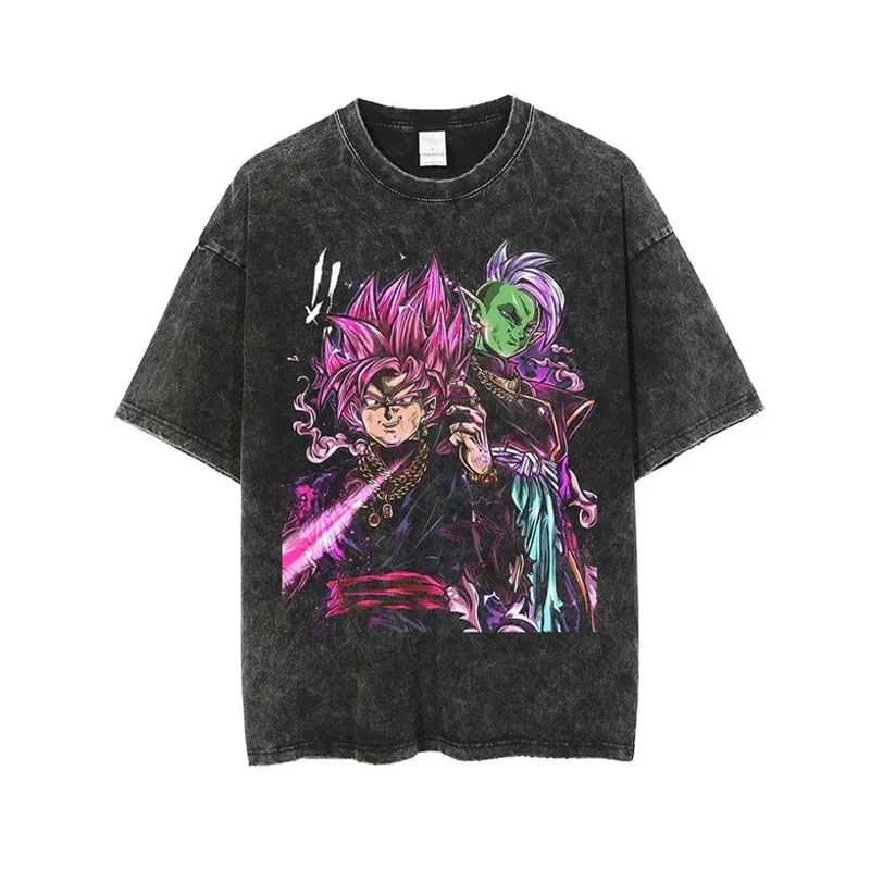 Acid Wash Vintage Graphic T Shirt - เสื้อยืดโกคูแบล็คโรส ดราก้อนบอล Z ผู้ชาย วินเทจ ลายกราฟิกซามัส