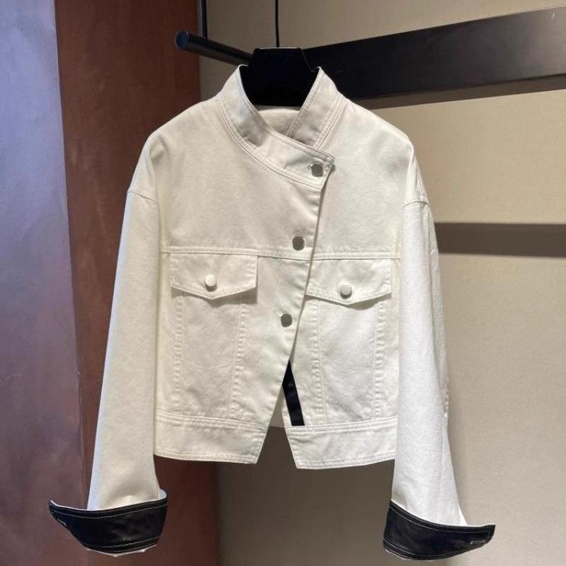 Jackets - เสื้อผ้าผู้หญิงใหม่ ฤดูใบไม้ผลิ-ใบไม้ร่วง 2026 สุดฮิต แจ็คเก็ตสไตล์เวิร์คแวร์คอตั้งสไตล์อเมริกันเรโทร ทรงหลวม