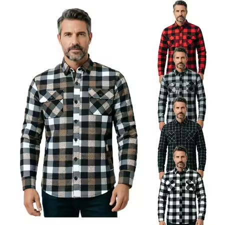 Flannel Plaid Shirt Heavy Weight - เสื้อเชิ้ตลายสก็อตแขนยาวสไตล์อเมริกันย้อนยุคผ้าหนาสำหรับฤดูใบไม้ร่วงและฤดูหนาวปี 2026 แจ็คเก็ตผ้าสักหลาดสไตล์ทหารอามิกาจิสำหรับผู้ชาย