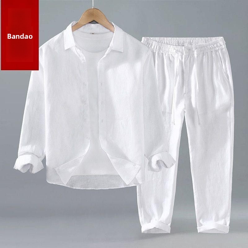 ชุดเสื้อผ้าฝ้ายลินินฤดูร้อน แข - Mens Linen Shirt Long Sleeve บทวิจารณ์และราคา