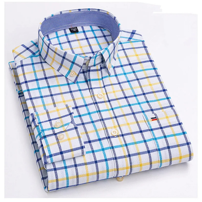 เสื้อเชิ้ตผู้ชายใหม่2024แขนยาว - Oxford Cotton Casual Shirt Business บทวิจารณ์และราคา