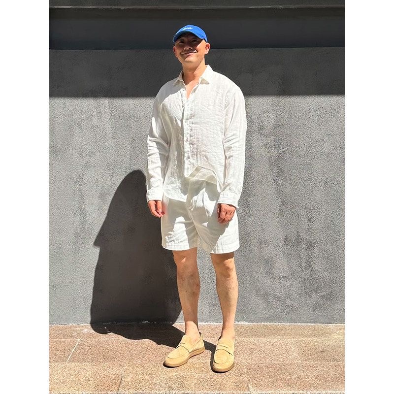 ชุดเสื้อเชิ้ตผ้าลินินป้องกันแส - Mens Linen Shirt Long Sleeve บทวิจารณ์และราคา
