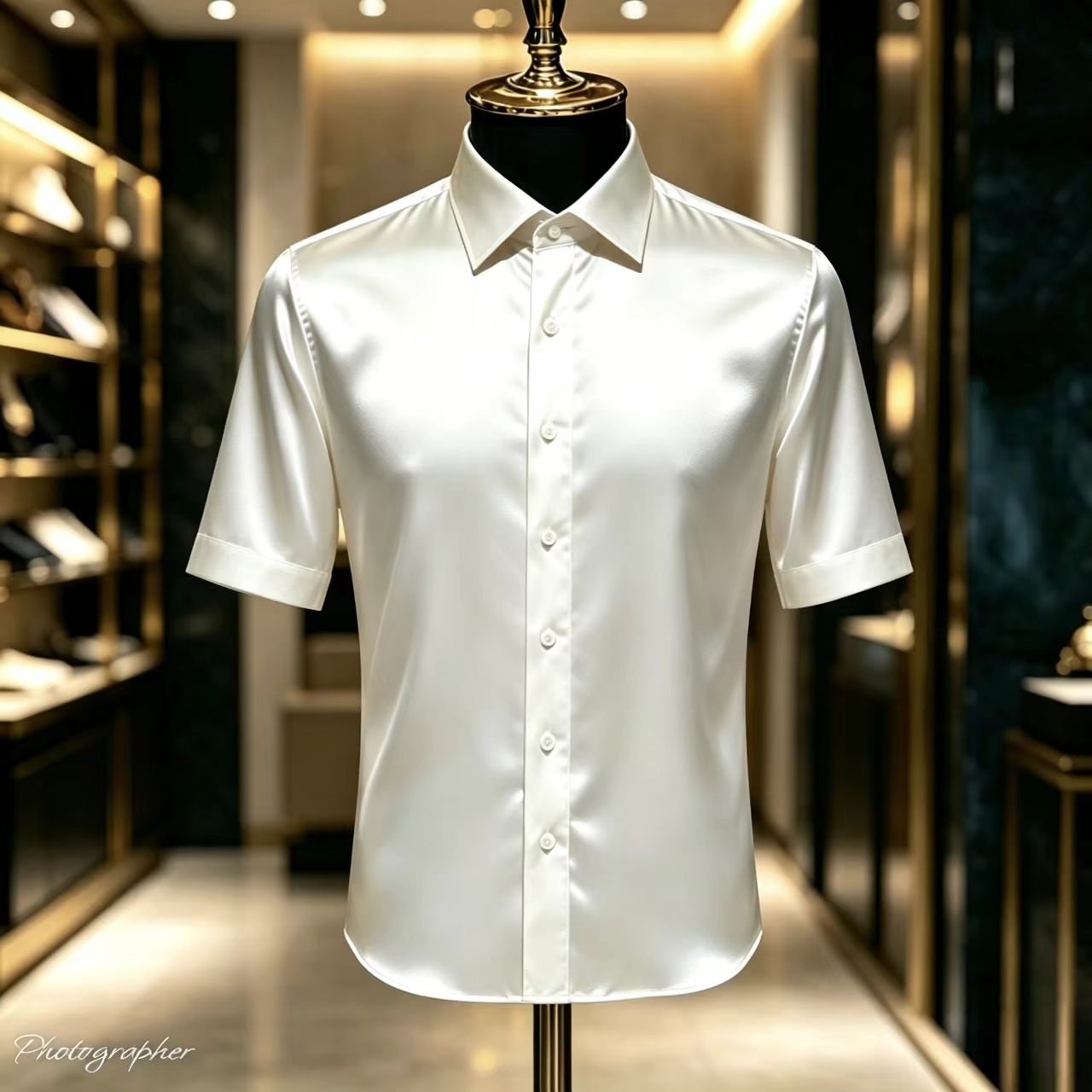 เสื้อเชิ้ตผู้ชายแขนสั้นผ้าซาติ - Mens Satin Silk Dress Shirt บทวิจารณ์และราคา