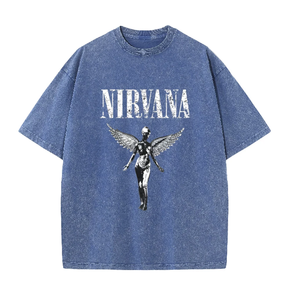 เสื้อยืดโอเวอร์ไซส์ลายกราฟิกวง - Acid Wash Vintage Graphic T Shirt บทวิจารณ์และราคา