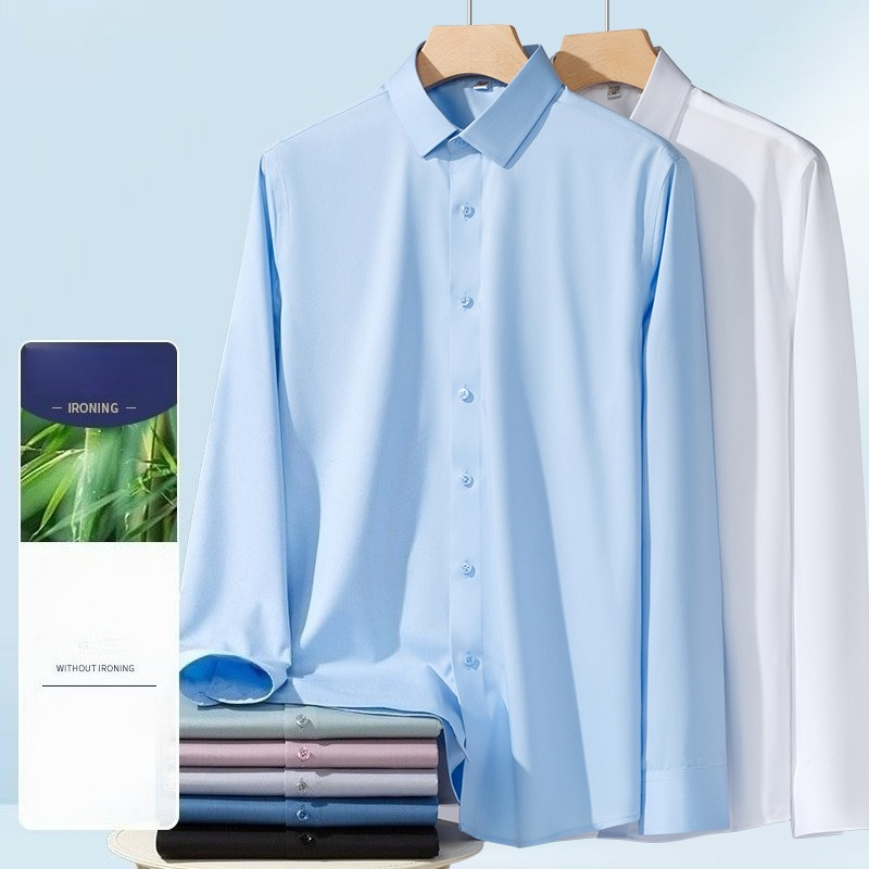 เสื้อเชิ้ตแขนยาวใยไผ่สำหรับผู้ - Breathable Bamboo Fiber Shirt Non Iron บทวิจารณ์และราคา