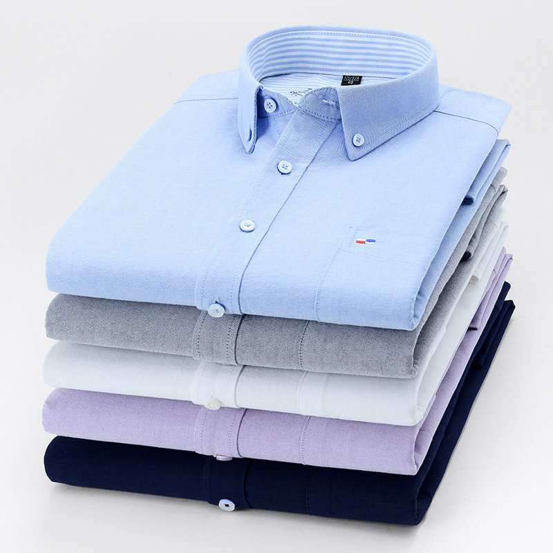 เสื้อเชิ้ตลายตารางผู้ชายผ้าอ๊อ - Oxford Cotton Casual Shirt Business บทวิจารณ์และราคา