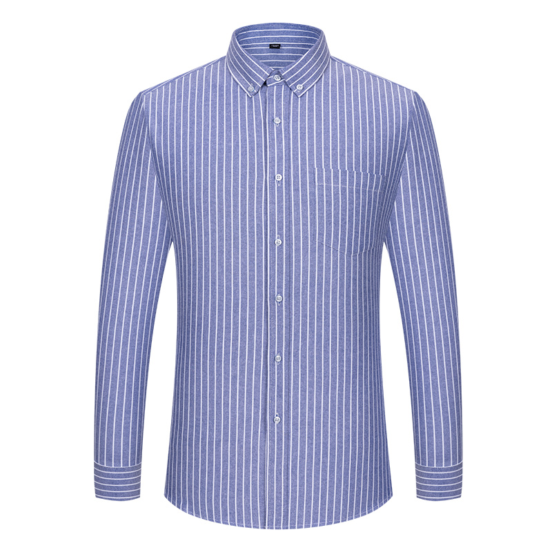 เสื้อเชิ้ตผู้ชายแขนยาวลายสก็อต - Oxford Cotton Casual Shirt Business บทวิจารณ์และราคา