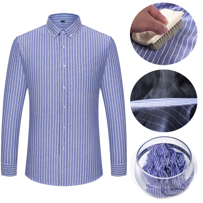 เสื้อเชิ้ตผู้ชายแขนยาวลายสก็อต - Oxford Cotton Casual Shirt Business บทวิจารณ์และราคา