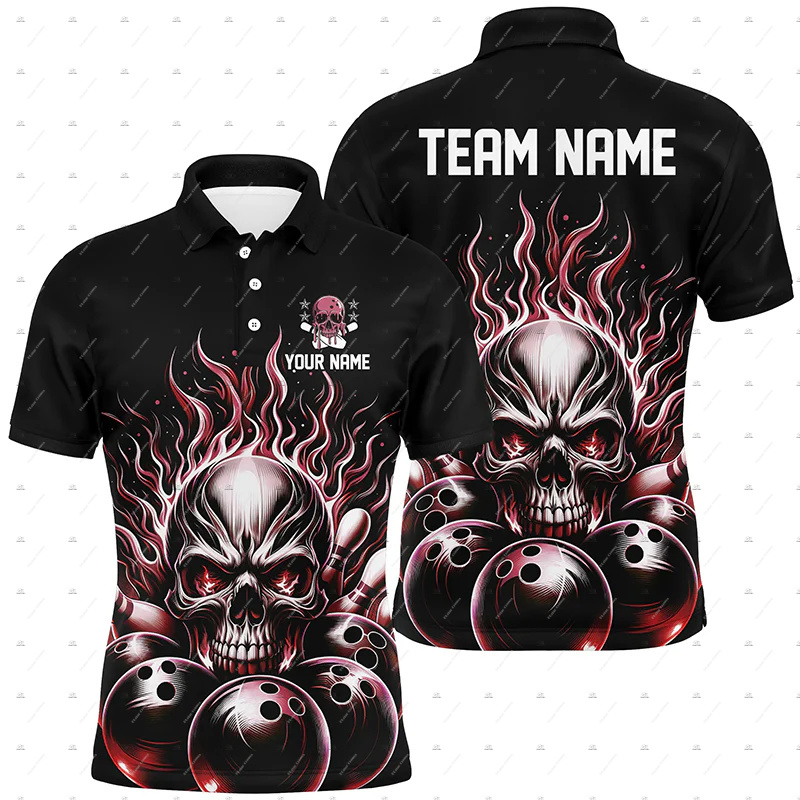 ชื่อที่กำหนดเอง โบว์ลิ่ง สกัล  - Short Sleeve Bowling Shirt Retro บทวิจารณ์และราคา