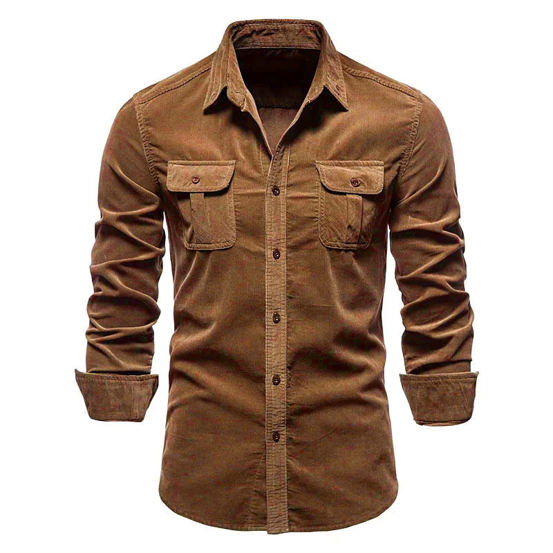 ผู้ชายใหม่ Corduroy เสื้อผ้าฝ้ - Corduroy Button Up Shirt Men บทวิจารณ์และราคา