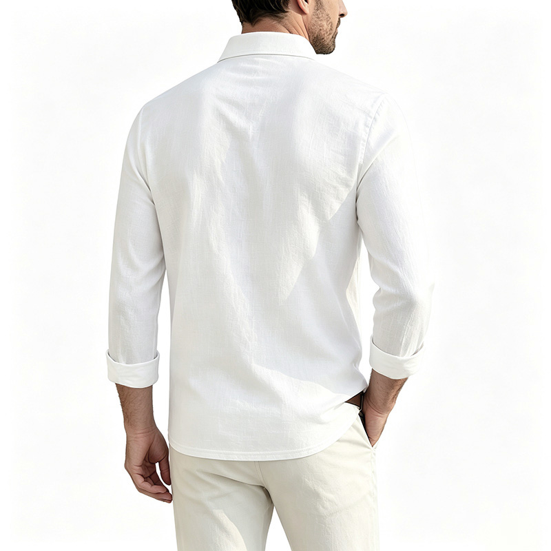 เสื้อเชิ้ตผู้ชายผ้าฝ้ายลินิน แ - Mens Linen Shirt Long Sleeve บทวิจารณ์และราคา