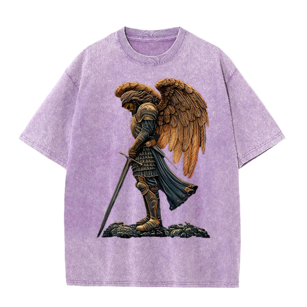 เสื้อยืดลายกราฟิกนักรบเทวดาหุ้ - Acid Wash Vintage Graphic T Shirt บทวิจารณ์และราคา