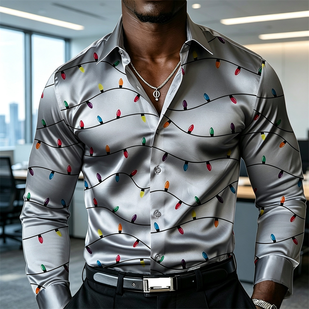 เสื้อเชิ้ตผู้ชายลายโคมไฟสำหรับ - Mens Satin Silk Dress Shirt บทวิจารณ์และราคา