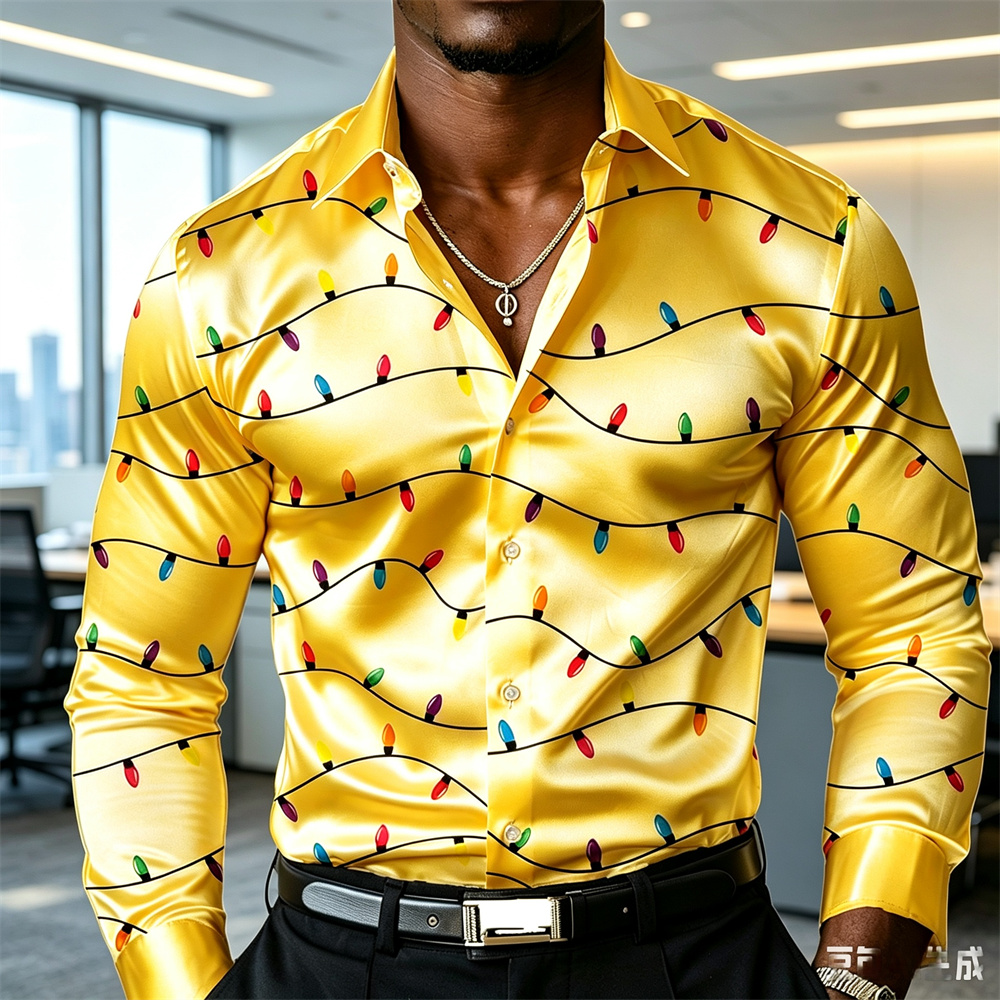 เสื้อเชิ้ตผู้ชายลายโคมไฟสำหรับ - Mens Satin Silk Dress Shirt บทวิจารณ์และราคา