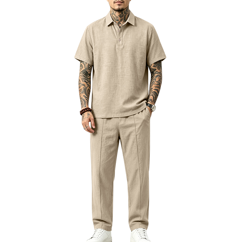 ชุดโปโลชาย 2 ชิ้น เสื้อโปโลแขน - Mens Linen Shirt Long Sleeve บทวิจารณ์และราคา