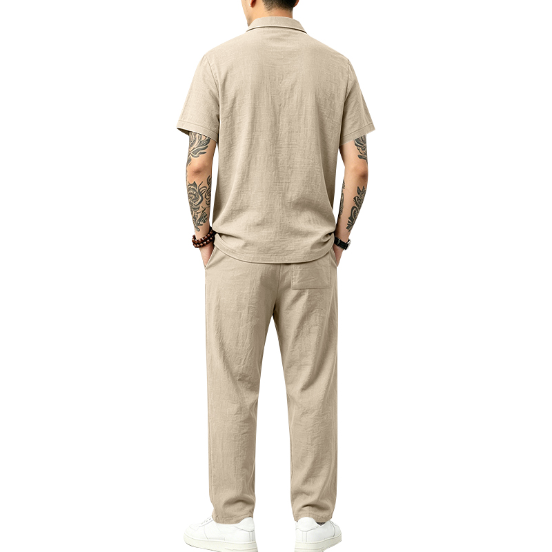 ชุดโปโลชาย 2 ชิ้น เสื้อโปโลแขน - Mens Linen Shirt Long Sleeve บทวิจารณ์และราคา