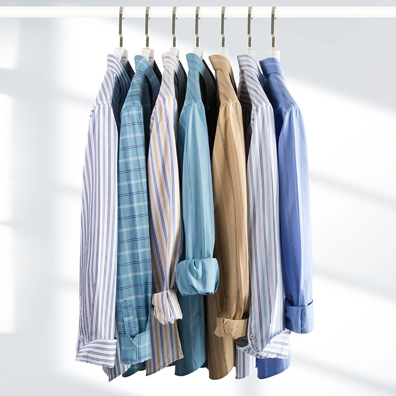 เสื้อเชิ้ตลายสก็อตลายทางผู้ชาย - Oxford Cotton Casual Shirt Business บทวิจารณ์และราคา