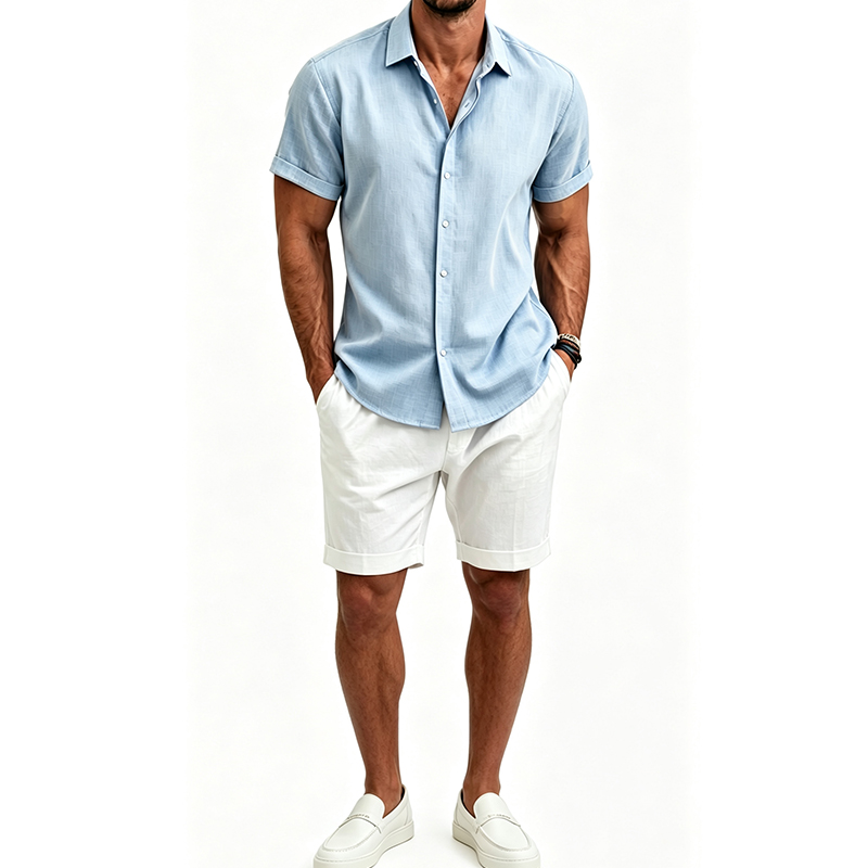 ชุดเสื้อเชิ้ตผ้าฝ้ายลินินสำหรั - Mens Linen Shirt Long Sleeve บทวิจารณ์และราคา